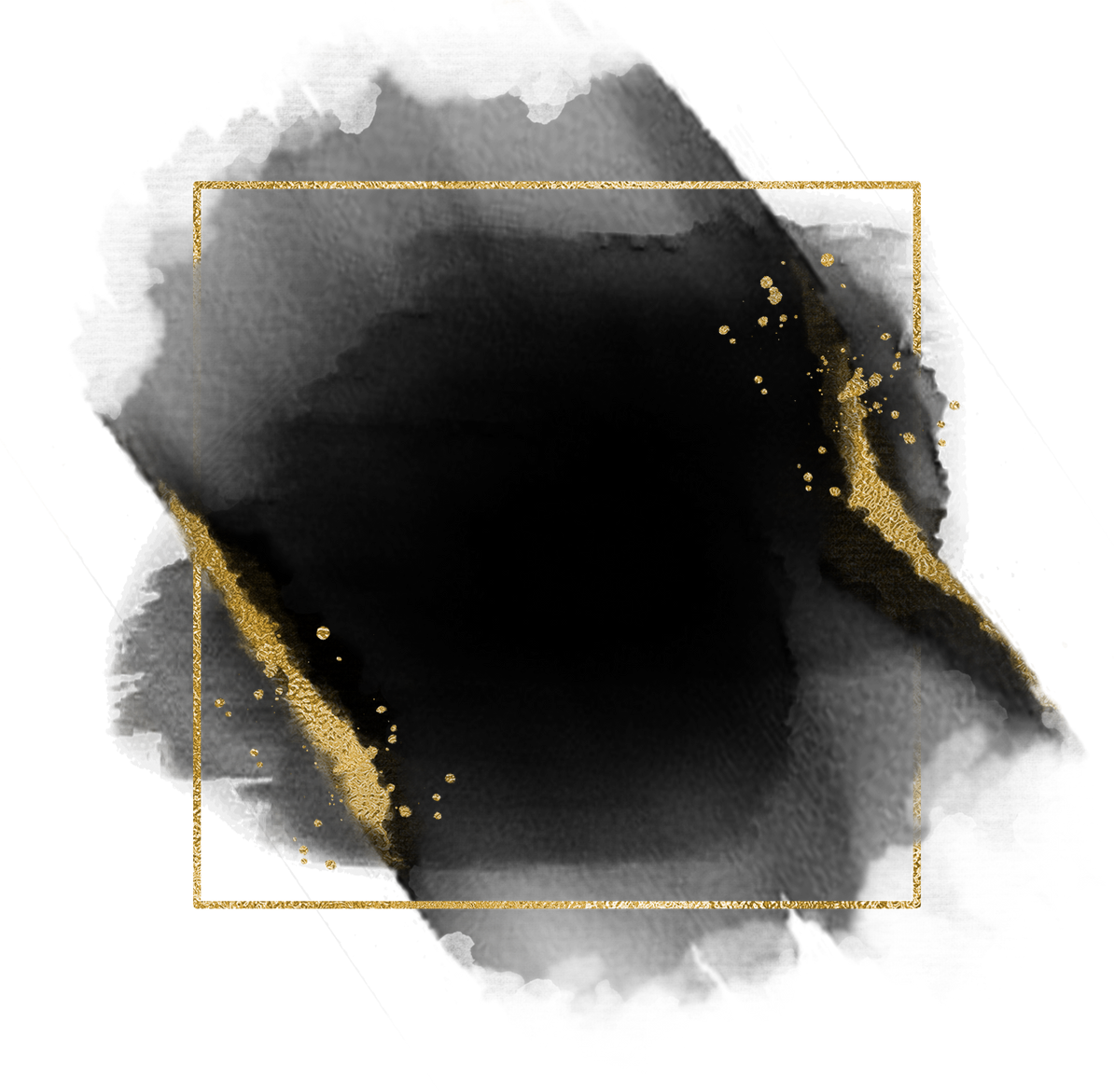 gold frame with black watercolor background